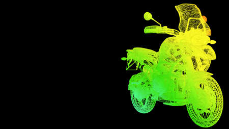 3d rendering of an outline rainbow color object isolated on blackの写真素材