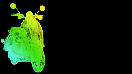 3d rendering of an outline rainbow color object isolated on blackの写真素材