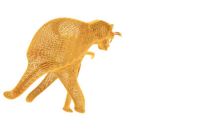 3d rendering of a wired object in yellow on isolated on white backgroundの写真素材