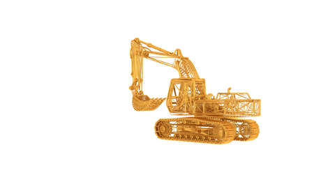 3d rendering of a wired object in yellow on isolated on white backgroundの写真素材