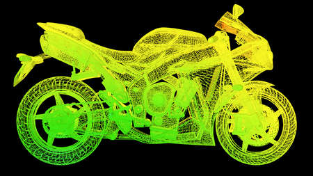 3d rendering of an outline rainbow color object isolated on blackの写真素材