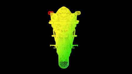 3d rendering of an outline rainbow color object isolated on blackの写真素材