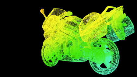 3d rendering of an outline rainbow color object isolated on blackの写真素材
