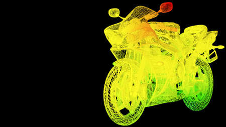 3d rendering of an outline rainbow color object isolated on blackの写真素材