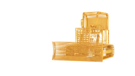 3d rendering of a wired object in yellow on isolated on white backgroundの写真素材