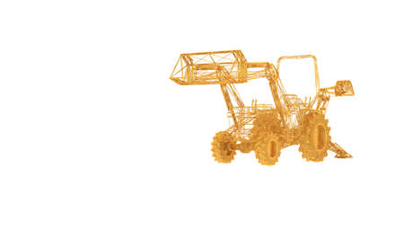 3d rendering of a wired object in yellow on isolated on white backgroundの写真素材
