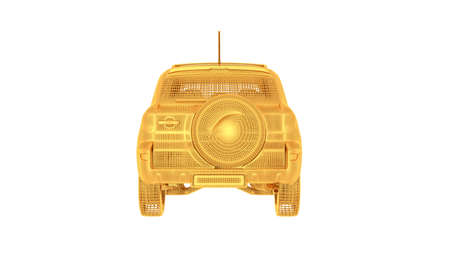 3d rendering of a wired object in yellow on isolated on white backgroundの写真素材