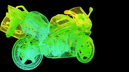 3d rendering of an outline rainbow color object isolated on blackの写真素材