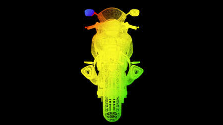3d rendering of an outline rainbow color object isolated on blackの写真素材
