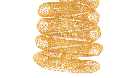 3d rendering of a wired object in yellow on isolated on white backgroundの写真素材