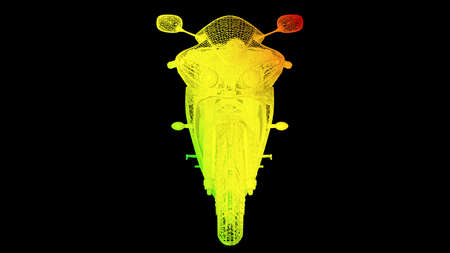 3d rendering of an outline rainbow color object isolated on blackの写真素材