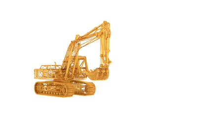 3d rendering of a wired object in yellow on isolated on white backgroundの写真素材