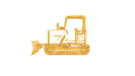 3d rendering of a wired object in yellow on isolated on white backgroundの写真素材