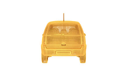 3d rendering of a wired object in yellow on isolated on white backgroundの写真素材