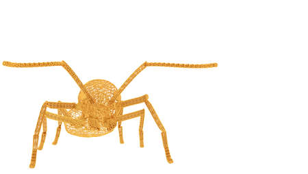 3d rendering of a wired object in yellow on isolated on white backgroundの写真素材