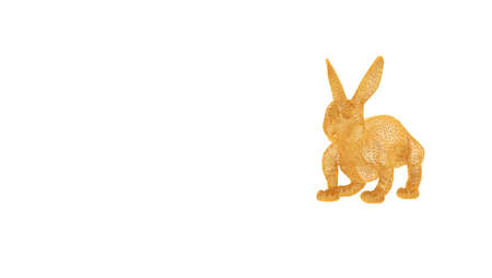 3d rendering of a wired object in yellow on isolated on white backgroundの写真素材