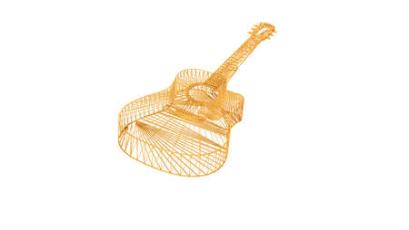 3d rendering of a wired object in yellow on isolated on white backgroundの写真素材