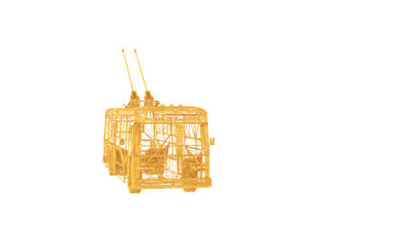3d rendering of a wired object in yellow on isolated on white backgroundの写真素材