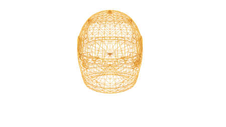 3d rendering of a wired object in yellow on isolated on white backgroundの写真素材