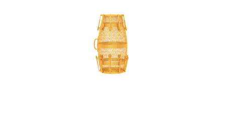 3d rendering of a wired object in yellow on isolated on white backgroundの写真素材