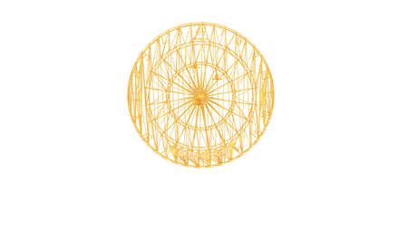 3d rendering of a wired object in yellow on isolated on white backgroundの写真素材