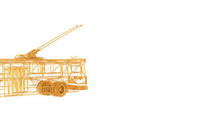 3d rendering of a wired object in yellow on isolated on white backgroundの写真素材