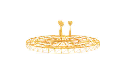 3d rendering of a wired object in yellow on isolated on white backgroundの写真素材