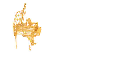 3d rendering of a wired object in yellow on isolated on white backgroundの写真素材