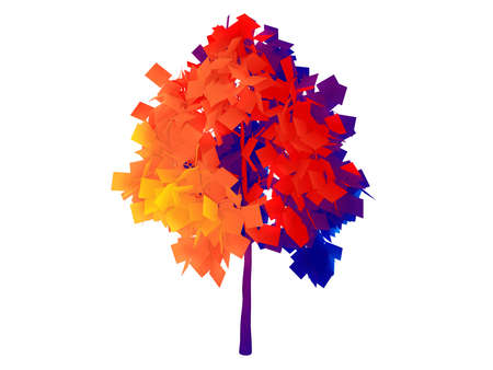3d rendering of a rainbow colorful tree isolated on white backgroundの写真素材