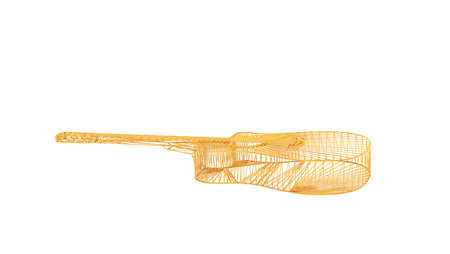 3d rendering of a wired object in yellow on isolated on white backgroundの写真素材