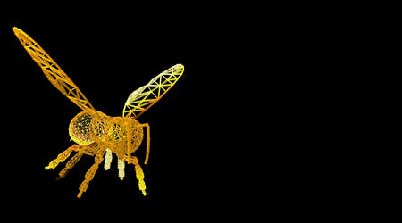 3d rendering of an animal wireframe isolated on a black backgroundの写真素材