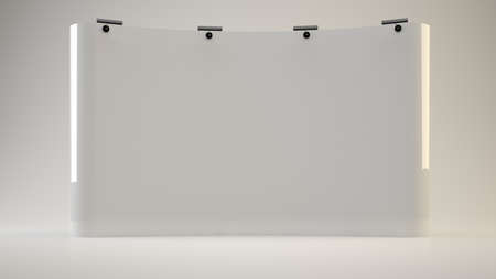 3d rendering of a white exhibition on white backgroundの写真素材