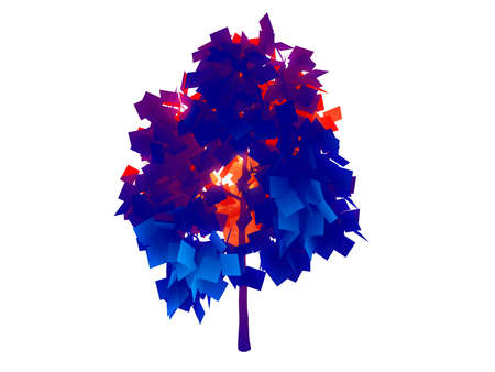 3d rendering of a rainbow colorful tree isolated on white backgroundの写真素材