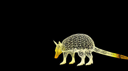 3d rendering of an animal wireframe isolated on a black backgroundの写真素材