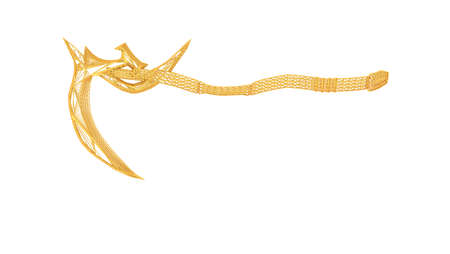 3d rendering of a wired object in yellow on isolated on white backgroundの写真素材
