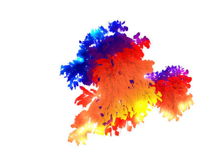 3d rendering of a rainbow colorful tree isolated on white backgroundの写真素材