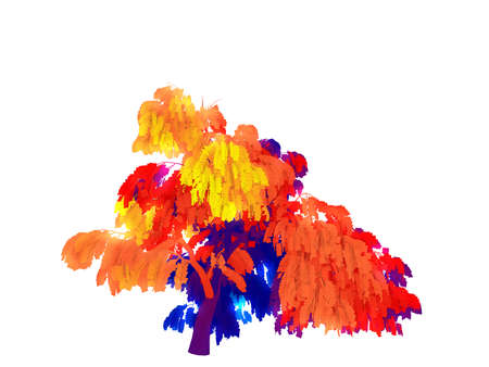 3d rendering of a rainbow colorful tree isolated on white backgroundの写真素材