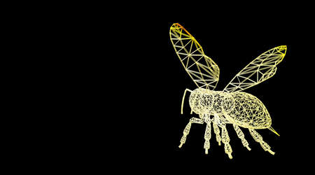 3d rendering of an animal wireframe isolated on a black backgroundの写真素材