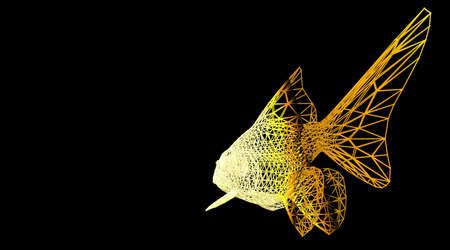 3d rendering of an animal wireframe isolated on a black background