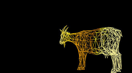 3d rendering of an animal wireframe isolated on a black backgroundの写真素材