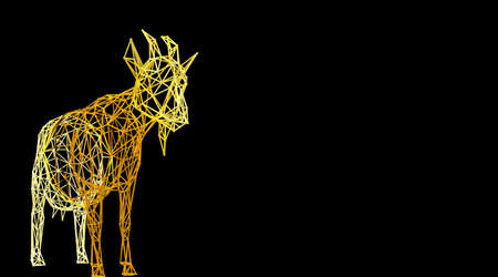 3d rendering of an animal wireframe isolated on a black backgroundの写真素材