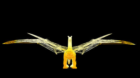 3d rendering of an animal wireframe isolated on a black backgroundの写真素材
