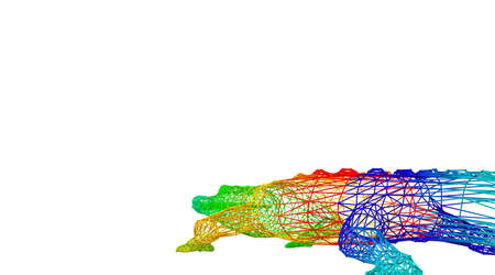 3d rendering of an outlined colorful rainbow animal on whiteの写真素材