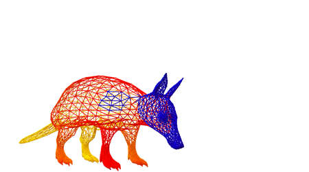 3d rendering of an outlined colorful rainbow animal on whiteの写真素材