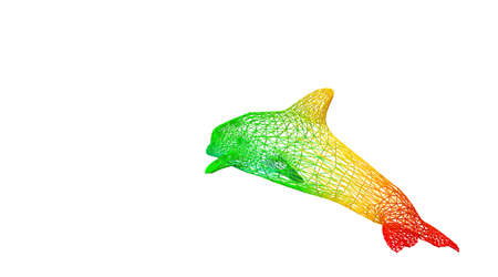 3d rendering of an outlined colorful rainbow animal on whiteの写真素材