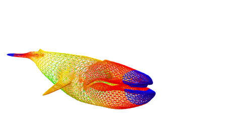 3d rendering of an outlined colorful rainbow animal on whiteの写真素材