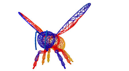 3d rendering of an outlined colorful rainbow animal on whiteの写真素材