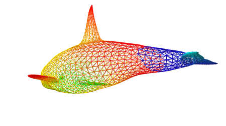 3d rendering of an outlined colorful rainbow animal on whiteの写真素材