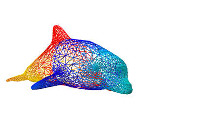 3d rendering of an outlined colorful rainbow animal on whiteの写真素材