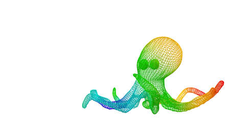 3d rendering of an outlined colorful rainbow animal on whiteの写真素材